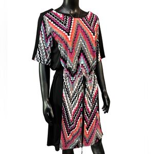 karin stevens Black Multi-Color Chevron Print Dress